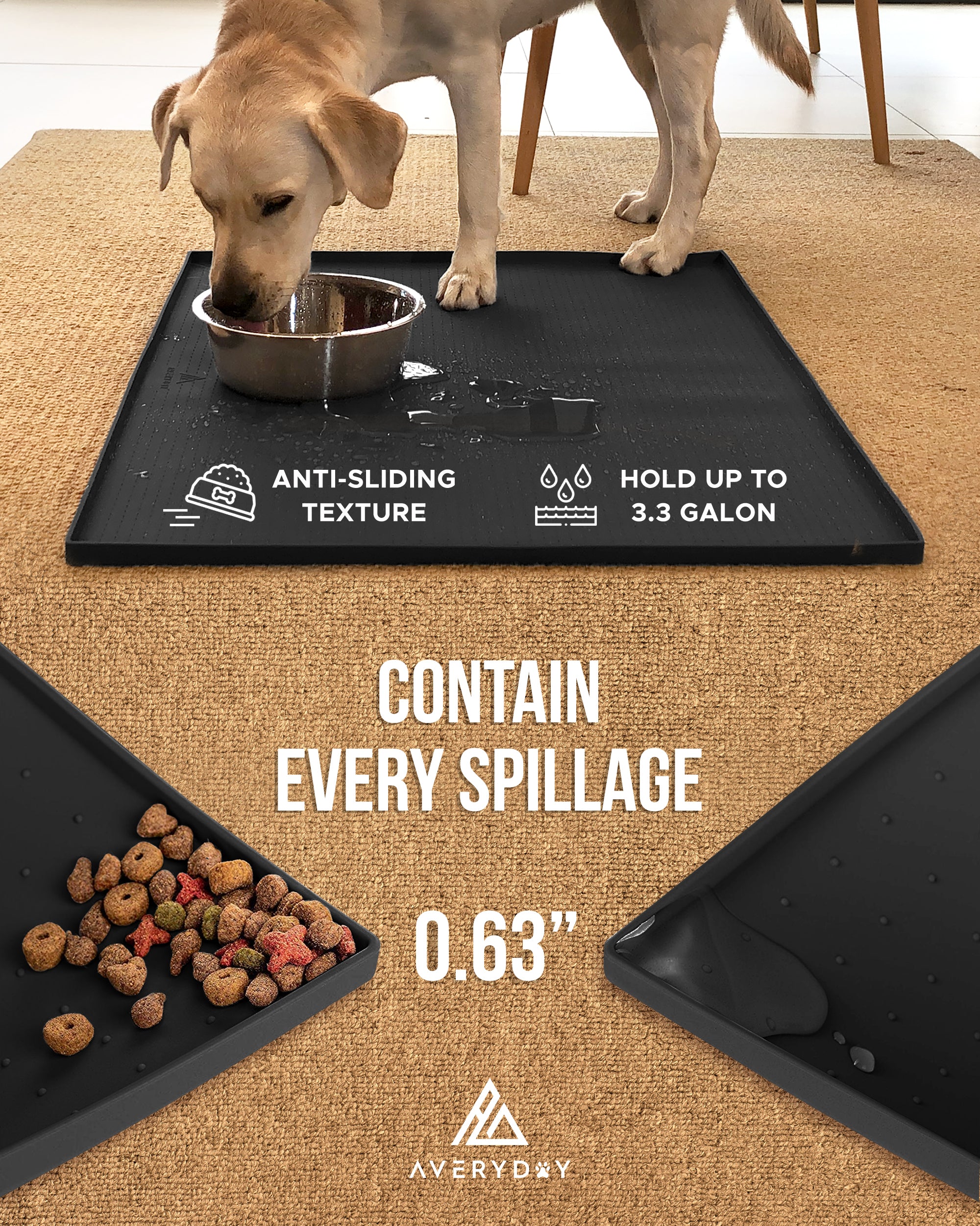 DogBuddy Dog Food Mat - Waterproof Dog Mat for Dog Bowls, Silicone Mat for  Dog Food and Water Bowl, Rubber Dog Bowl Mat with Edges, Nonslip Pet Food